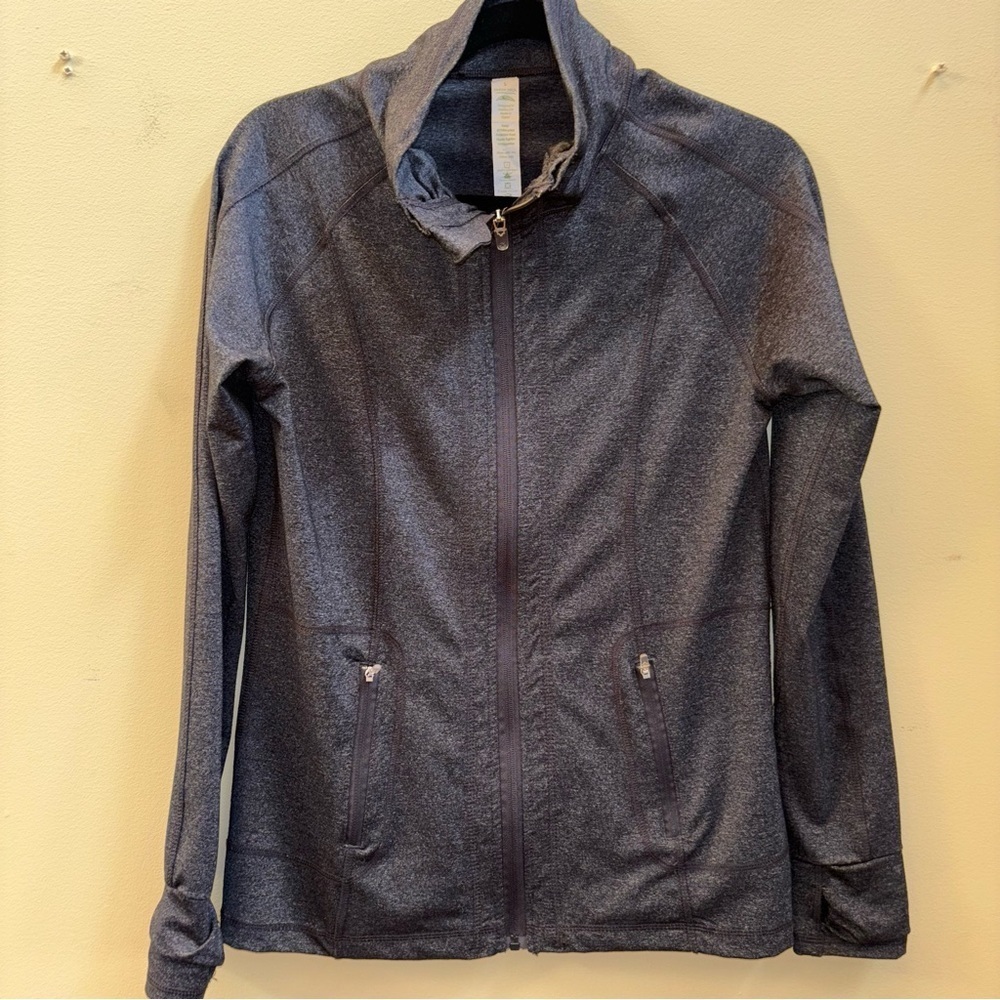 Earth Yoga Women's Charcoal Full-zip Athletic Jacket Size L